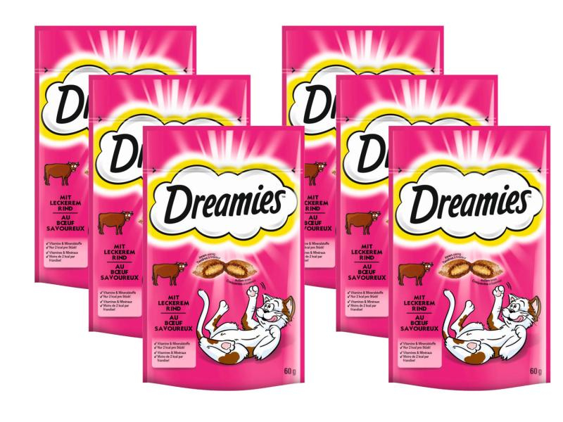 Dreamies Katzen-Snack mit Rind, 6 x 60g, Fleischsorte: Rind, Packungsgrösse: 360 g, Produkttyp: Biscuits