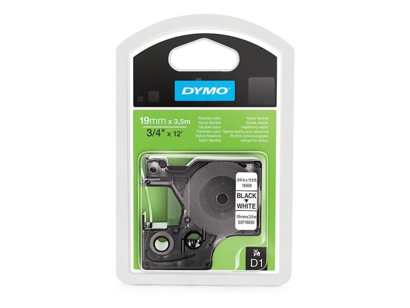 Dymo Nylonband D1, 16958, 19mm x 3.5m, Band: weiss, Schrift: schwarz - für alle LabelManager