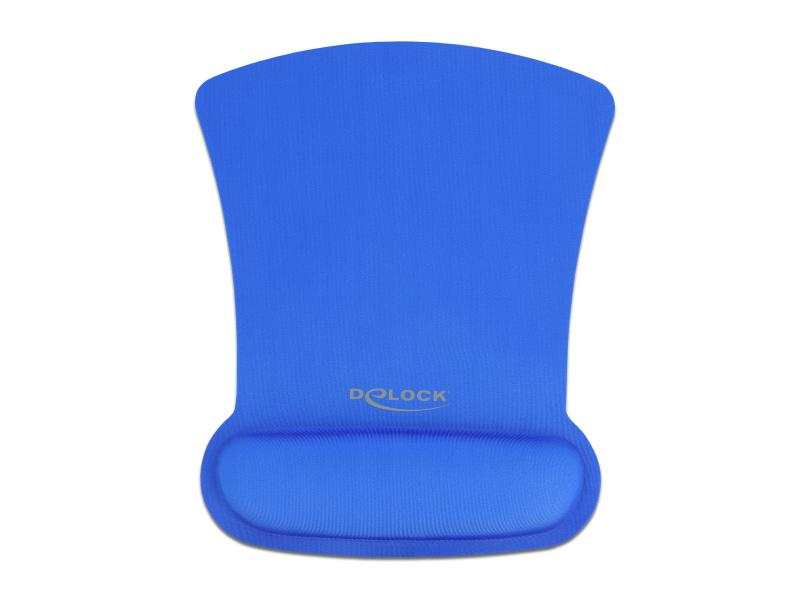 Delock Ergonomische Mausmatte mit Handballenauflage, blau, Farbe: Blau, Form: Diverse, Handgelenkauflage: Ja