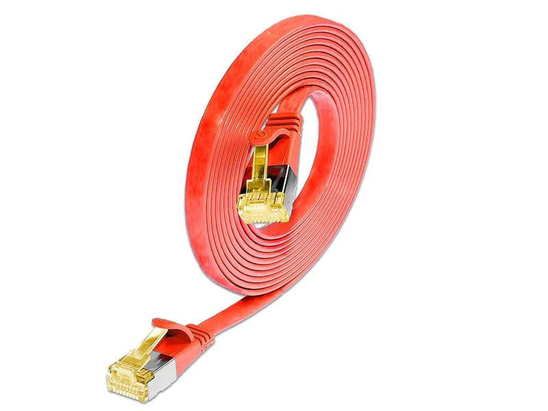 Wirewin Slimpatchkabel Cat 6A, U/FTP, 5m, Rot, Farbe: Rot, Form: Flach, Zusatzfunktionen: Mit Klinkenschutz, Längenaufdruck auf Stecker, Länge: 5 m, Anschlüsse LAN: RJ45 - RJ45, Produkttyp: Slimpatchkabel