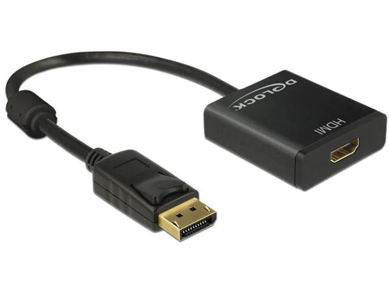 DeLock Konverter DP - HDMI Schwarz, Typ: Konverter, Videoanschluss Seite A: DisplayPort, Videoanschluss Seite B: HDMI