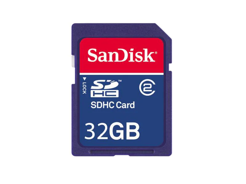 SDHC Card 32GB SanDisk Class 2, Memory Card, mind 2MB/sec.,  FAT32