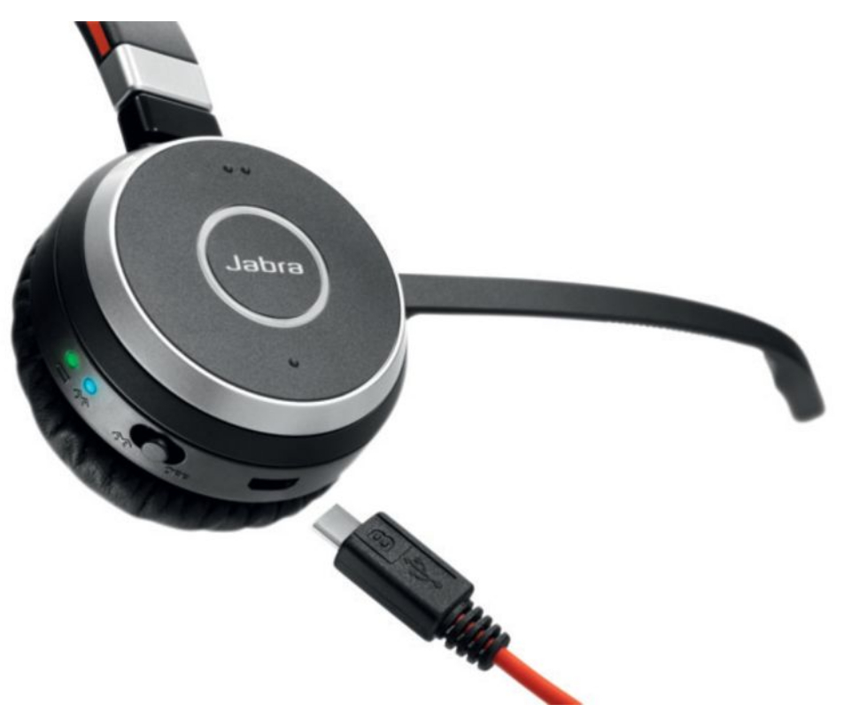 Jabra EVOLVE 65 MS Duo USB inkl. Ladestation/ (Überkopfbügel)/ USB Anschluss via Dongle, mit Mute-Taste und Lautstärke-Regler am Headset, Busylight integriert, Bluetooth, Diskreter Mikrofonarm, Ladestation, bis zu 10 Stunden Gesprächszeit/ Zertifizier